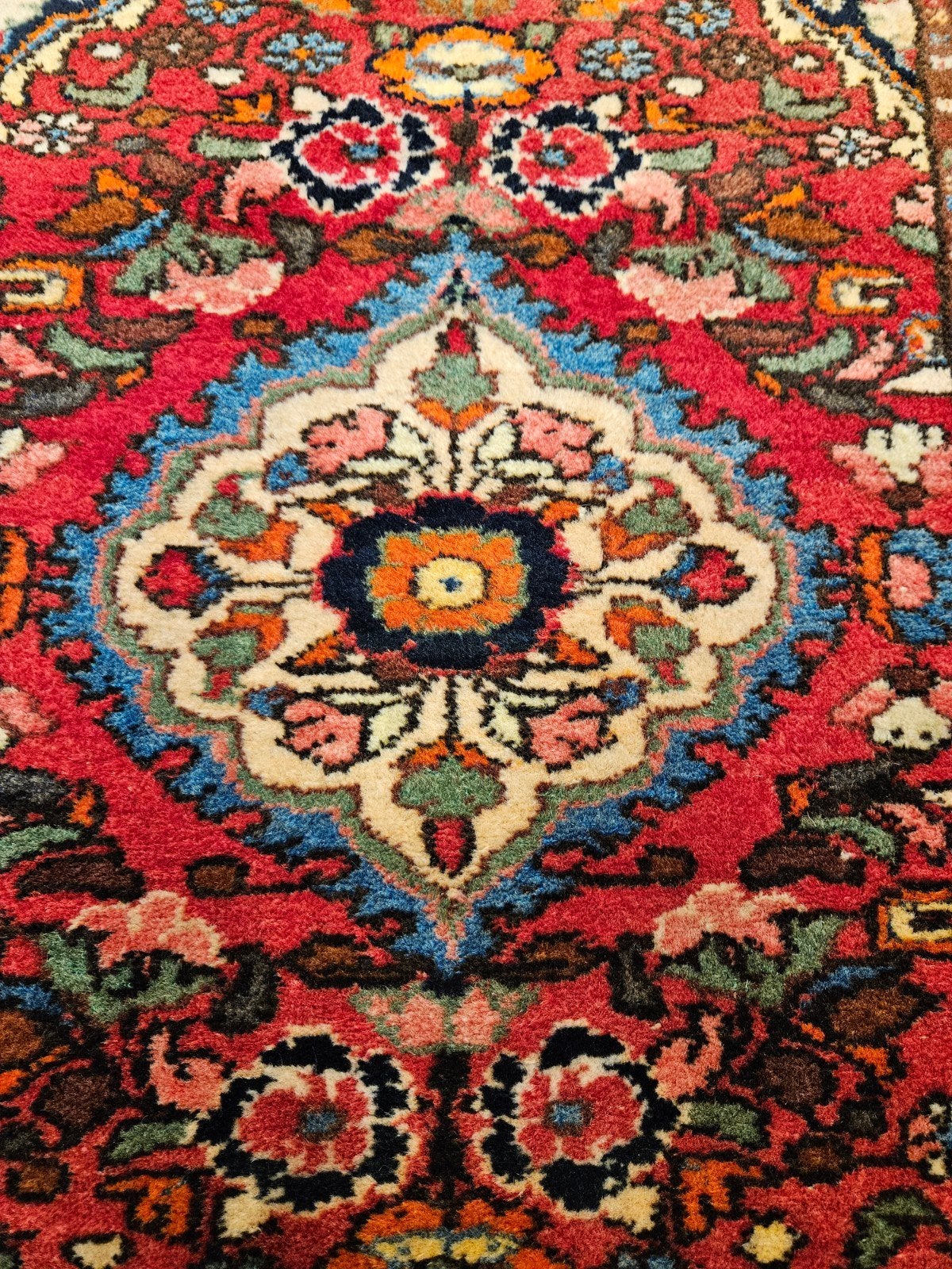 Vintage handgeknoopt perzisch tapijt hamadan 91x65, Info@SlatsAntiek.nl, Tweedehands, 50 tot 100 cm, Perzisch