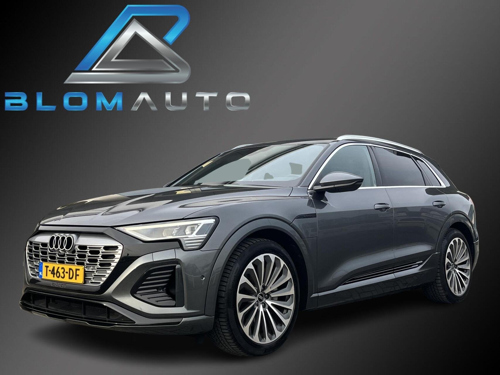 Audi Q8 e-tron 55 QUATTRO S-LINE 115 kWh 408PK ACC+MEMORY, Automaat, 131 €/maand, Zwart, Automatische klimaatregeling