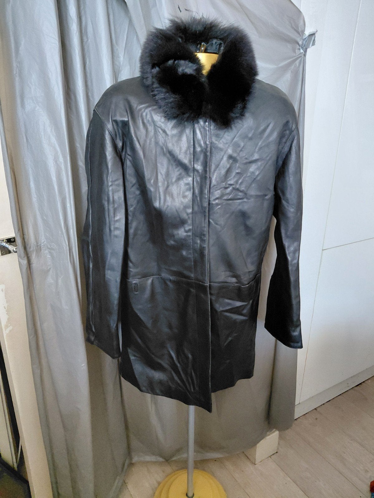 #bontjas echte lederen jas met vossen kraag uit Spanje, Kleding | Dames, Ophalen of Verzenden, Zo goed als nieuw, Maat 38/40 (M)