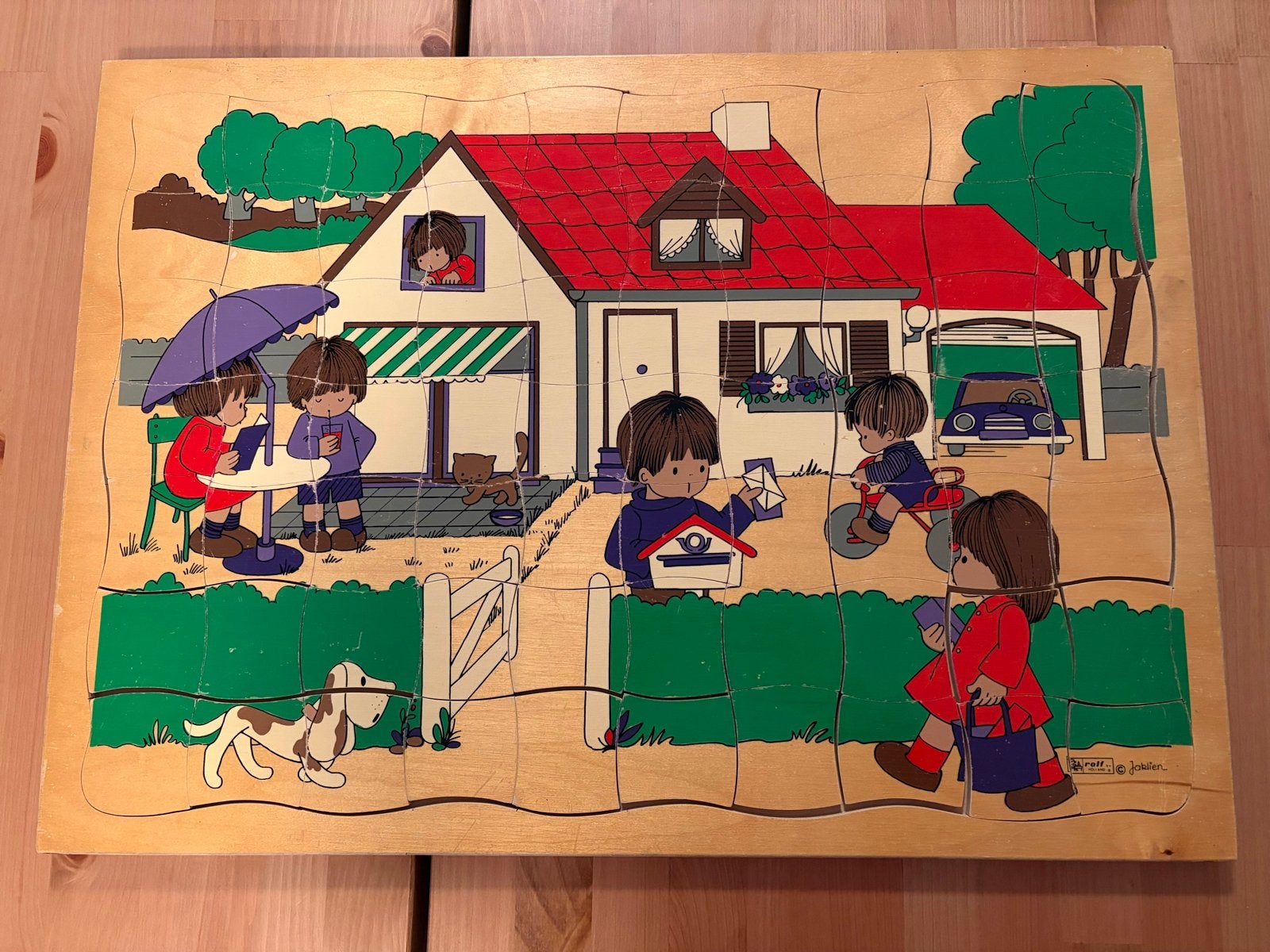 Houten legpuzzel 'Het Huis' van Rolf, Jablientje, 2 tot 4 jaar, Gebruikt, Van hout, Meer dan 50 stukjes
