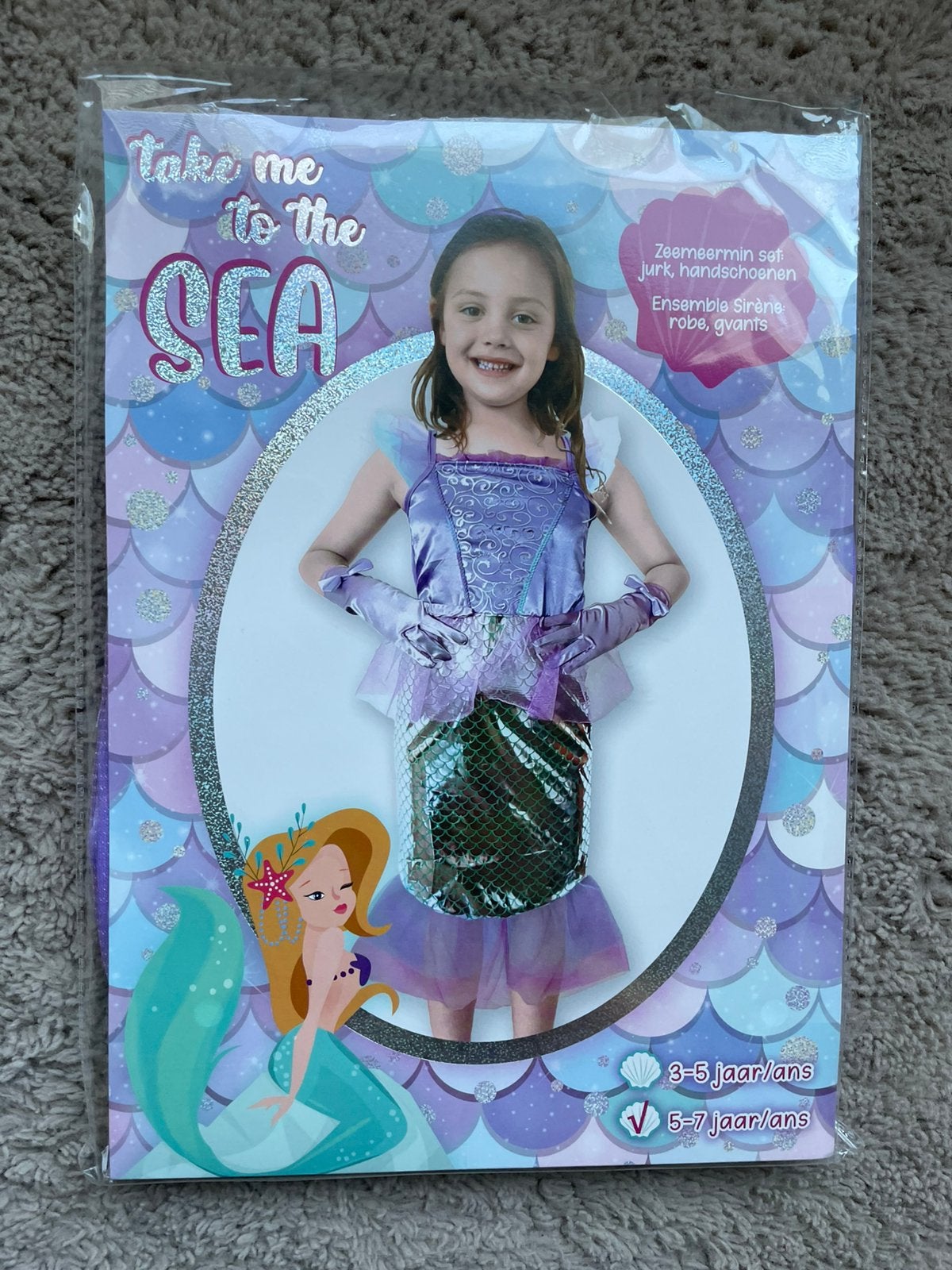 Zeemeermin mermaid verkleedjurk verkleedkleding, Ophalen of Verzenden, Nieuw, 104 of kleiner, Jongen of Meisje