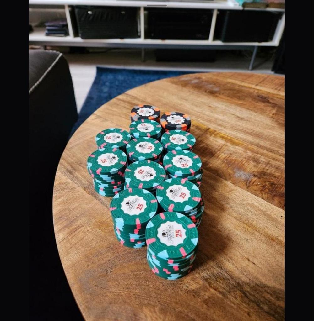 Paulson Tophat and Cane poker chips fiches 120 stuks., Ophalen of Verzenden