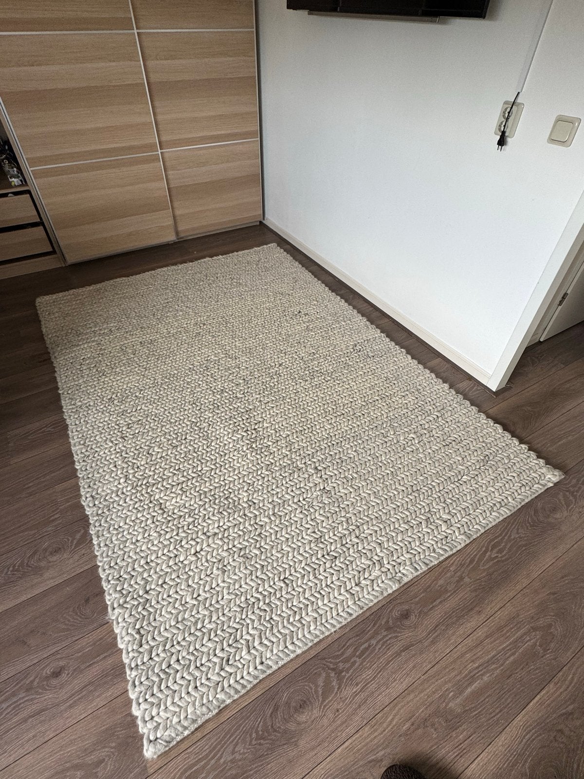 IKEA Wollen vloerkleed 230x160 cm, Ophalen, Beige, 150 tot 200 cm, 200 cm of meer