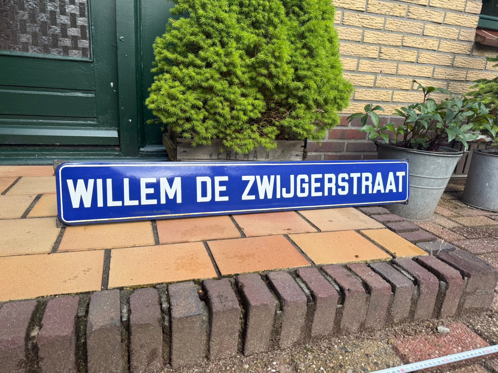 Antiek emaille straatnaam bord willem de zwijger straat, Ophalen of Verzenden