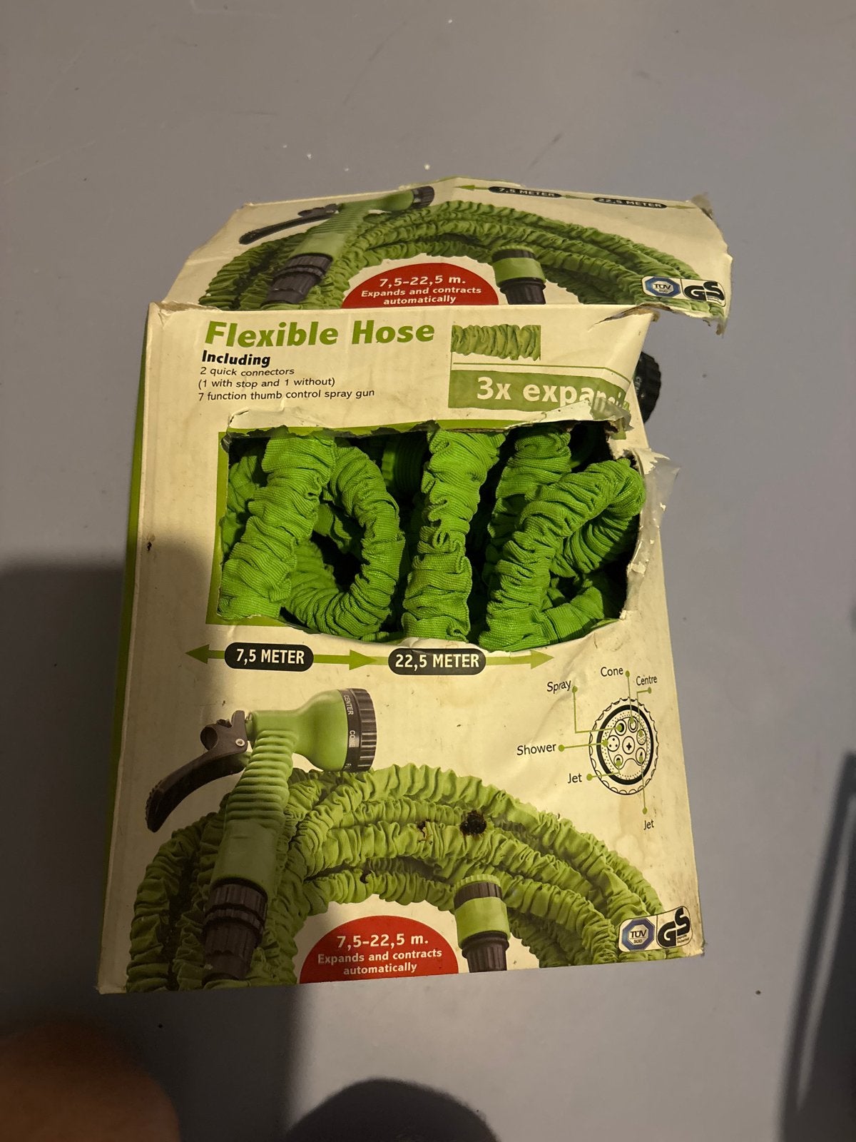 Flexibele tuinslang 7,5-22,5m met spuitpistool, Ophalen of Verzenden, Nieuw, Tuinslang