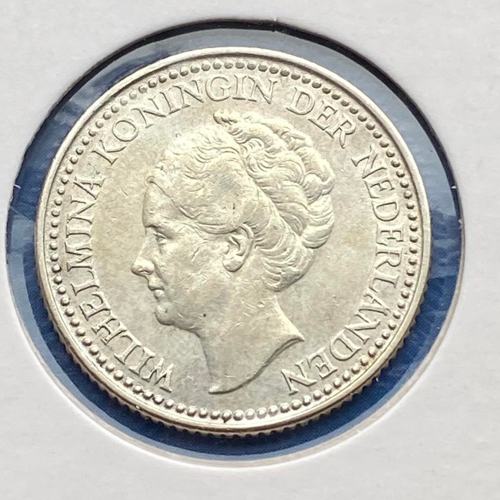 1/2 Gulden Zilver uit 1929 B (parels onder G) van Wilhelmina, ½ gulden, Verzenden, Zilver, Koningin Wilhelmina