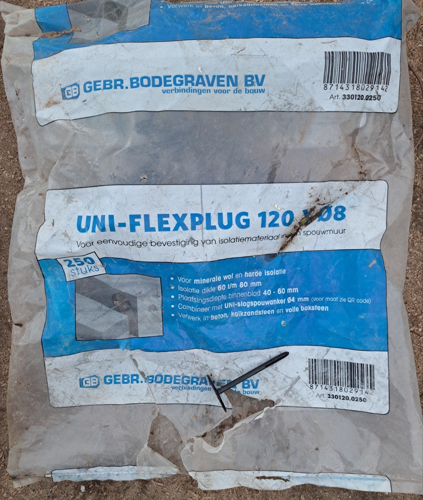 23 Uni-Flexplug 120 x Ø8 (isolatiepluggen), Ophalen of Verzenden, Nieuw, Overige materialen, Muurisolatie