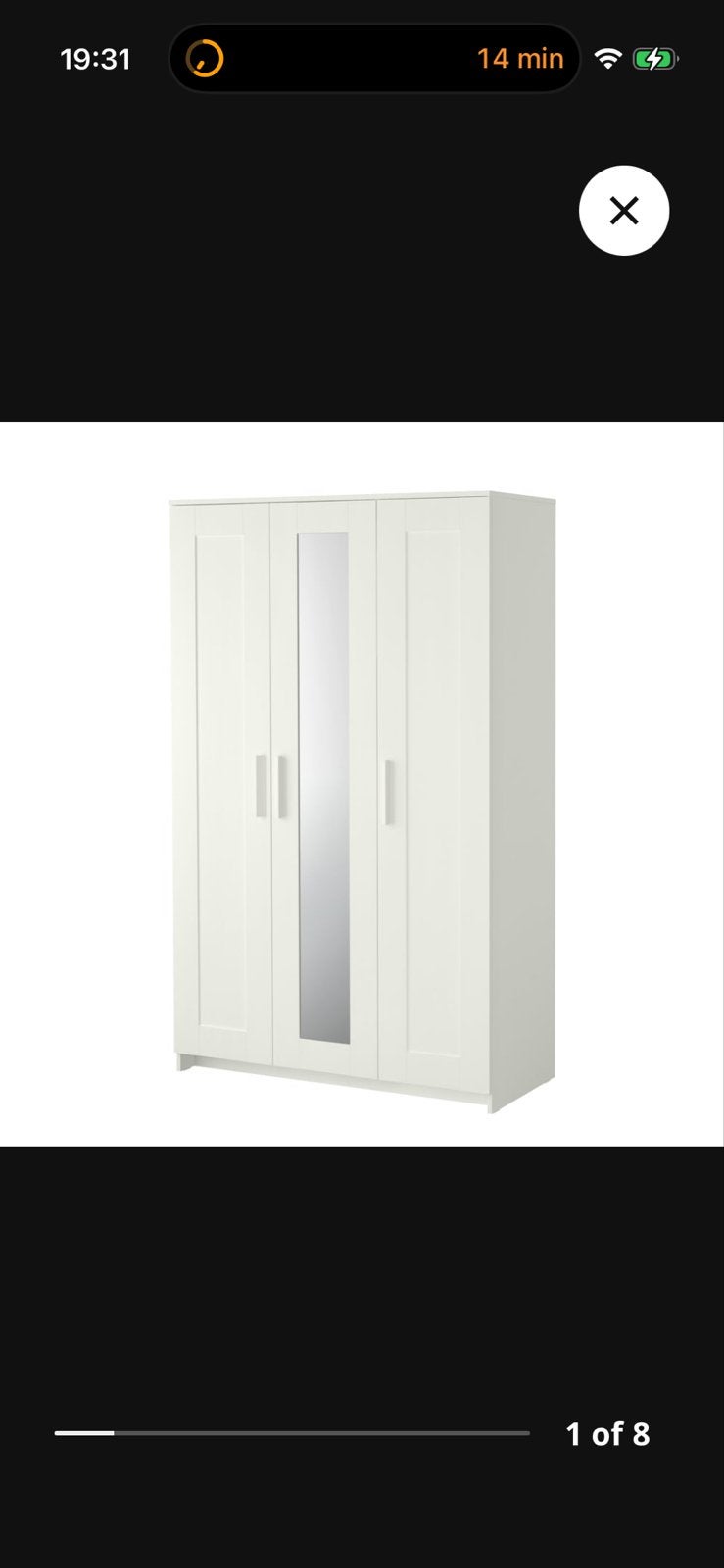 IKEA Kledingkast met spiegeldeur, Ophalen, Overige materialen, Gebruikt, 100 tot 150 cm