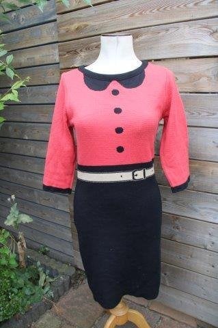 Michael Barnaart jurk Koraal/ zwart mt 42 Winter Vast AANBI, Kleding | Dames, Zwart, Maat 42/44 (L), Ophalen of Verzenden, Zo goed als nieuw
