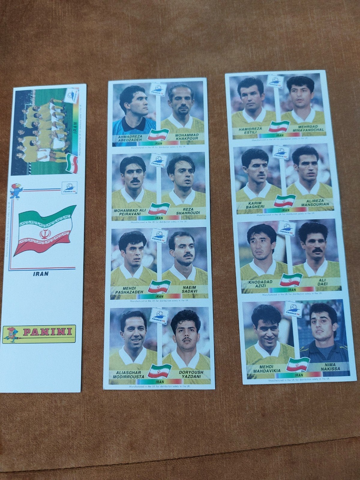 PANINI TEAM IRAN WK FRANCE 98 stickers, Ophalen of Verzenden, Meerdere stickers