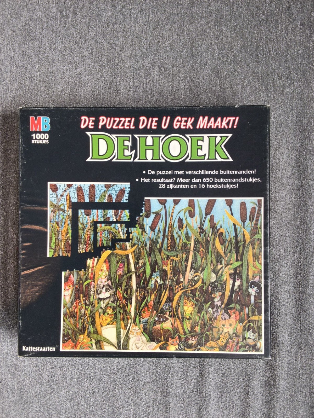 MB De Hoek Kattestaarten Puzzel - 1000 stukjes, Ophalen of Verzenden, 500 t/m 1500 stukjes, Gebruikt, Legpuzzel