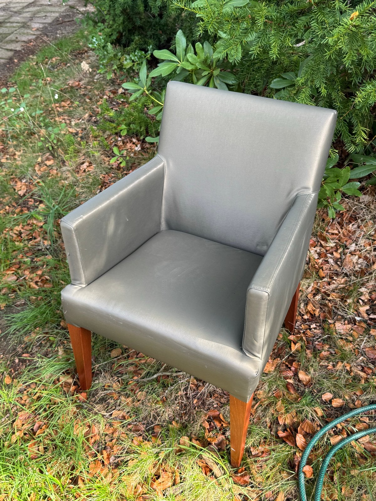 Foto 2 van Comfortabele eetkamerstoel 6x - Grijs/groen/metalic