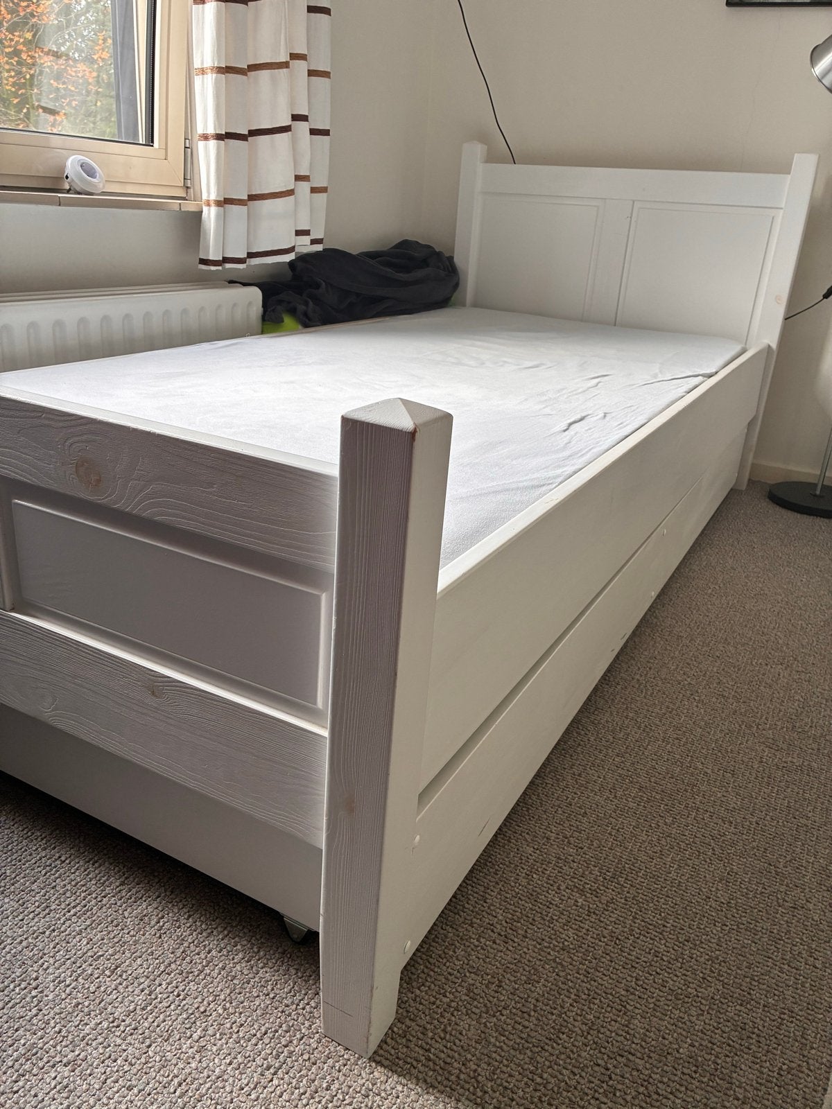 Stoer wit bed 200x90 cm met lade, Huis en Inrichting, Ophalen, Gebruikt, Eenpersoons, Wit