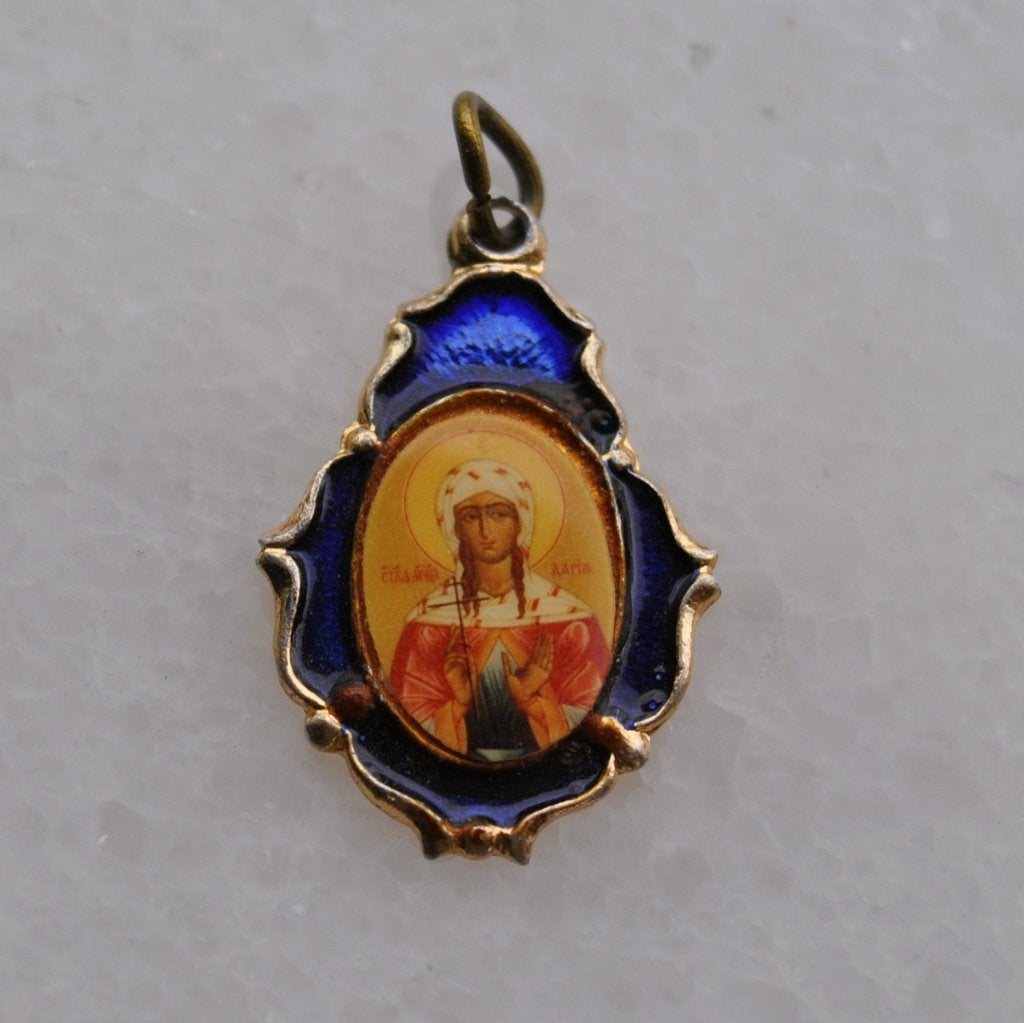 Devotie Hanger Geëmailleerd Maria 2,5 cm 1960, Ophalen of Verzenden, Sieraad
