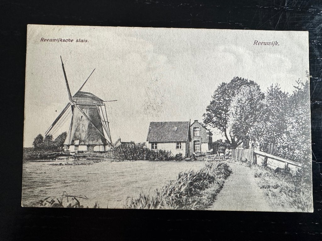Reeuwijk Reeuwijksche sluis met molen 1933, Verzenden, 1920 tot 1940, Gelopen, Zuid-Holland