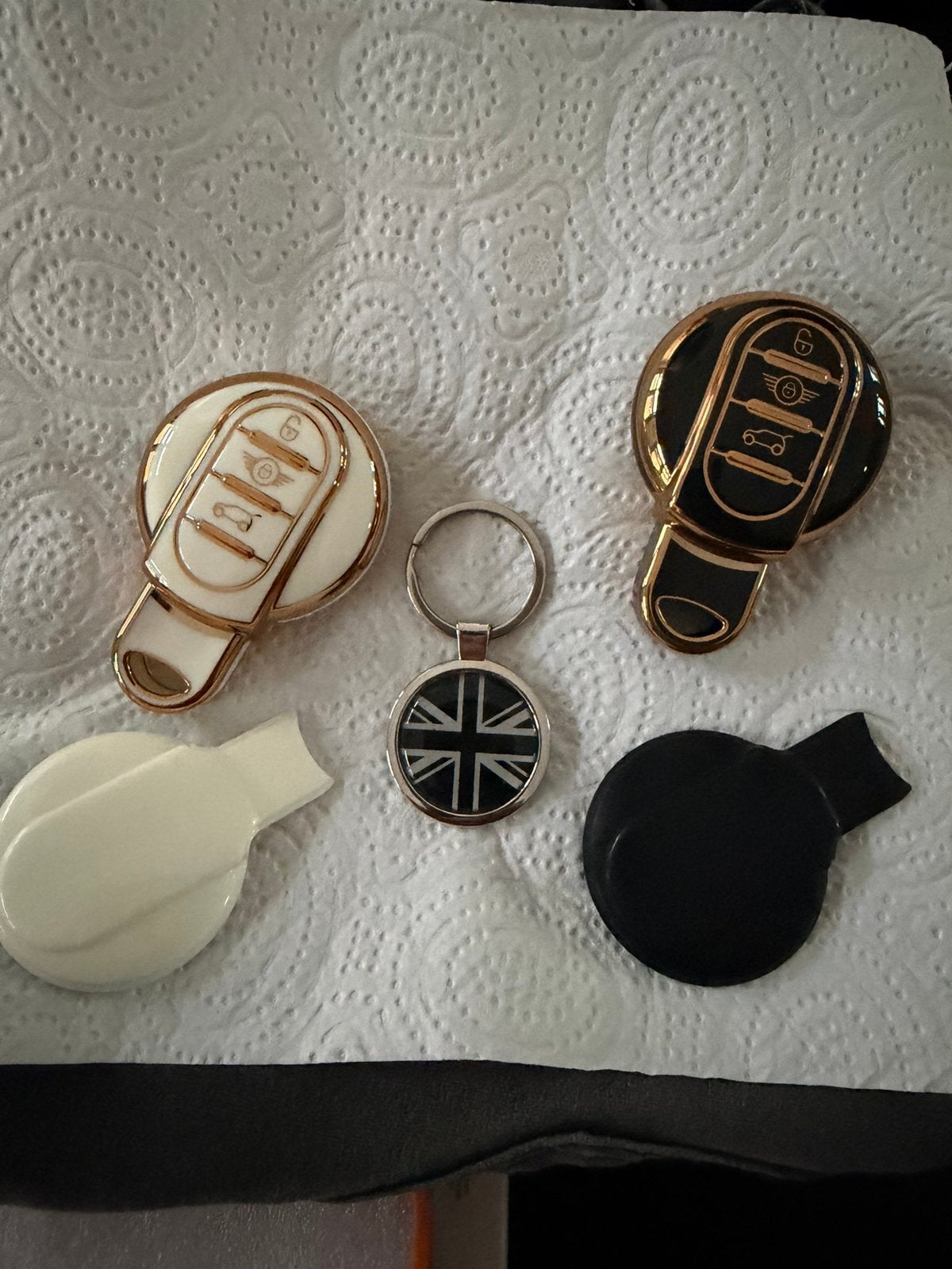 Nieuwstaat 2x full sleutel cover Mini  + union jack hanger, Ophalen of Verzenden