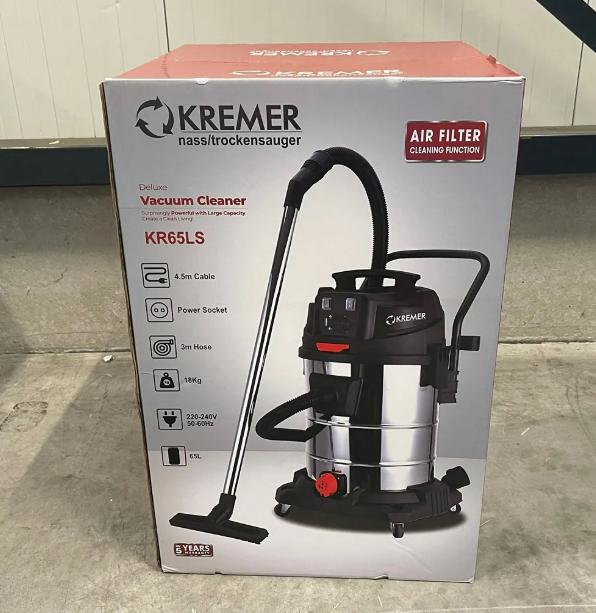 Kremer KR65LS Nat-/Droogzuiger - nieuw in doos, Nieuw, Ophalen of Verzenden, 1600 tot 2000 watt, Waterstofzuiger