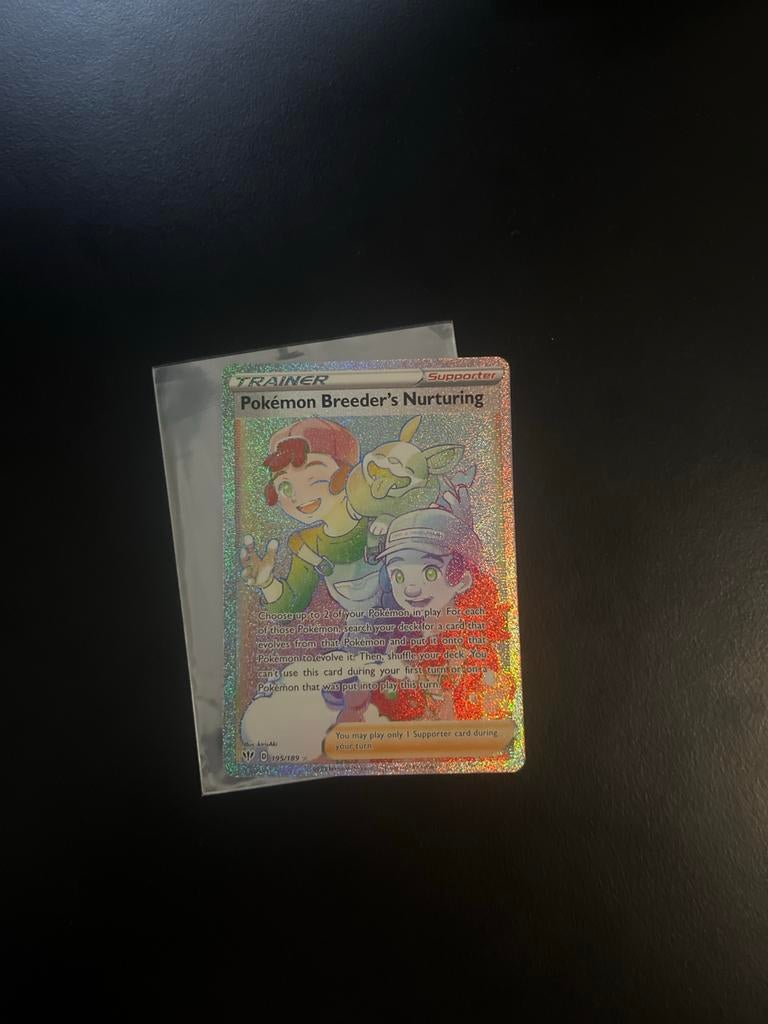 Pokémon Breeder's Nurturing Full Art Trainer Kaart, Ophalen, Zo goed als nieuw, Losse kaart, Foil