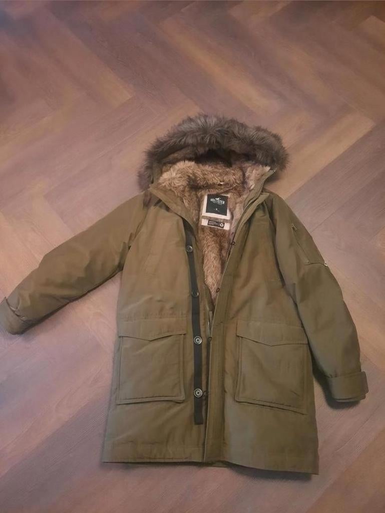 3 kwart lange Hollister (te) warme winterjas maat L met bont, Maat 48/50 (M), Nieuw, Ophalen of Verzenden, Hollister