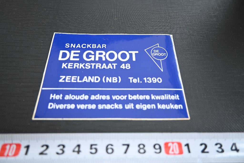 sticker Zeeland (NB) Snackbar DE GROOT Kerkstraat 48 *, Ophalen, Zo goed als nieuw