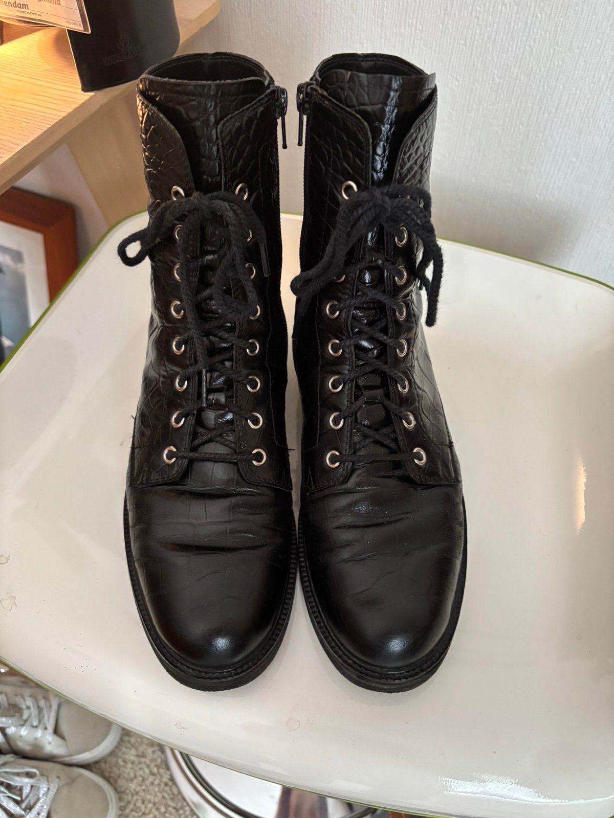 Durea stoere leren veterboot 40, Zwart, Lage of Enkellaarzen, Ophalen of Verzenden, Zo goed als nieuw