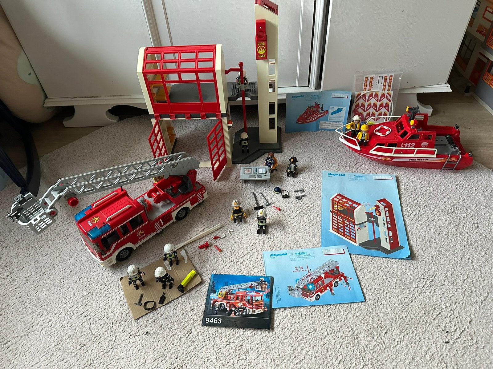 Playmobil 9463, 5361,3128 brandweer kazerne ladderwagen boot, Kinderen en Baby's, Ophalen, Zo goed als nieuw, Complete set, Overige typen