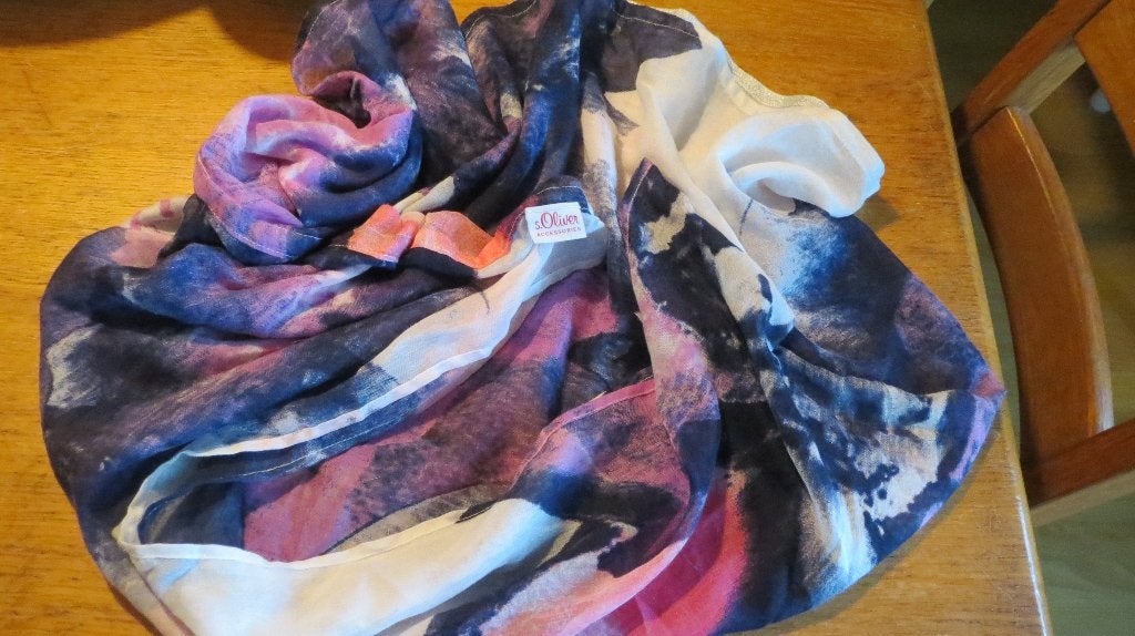 S.Oliver, luchtige col sjaal, aquarel patroon, lila/roze, Verzenden, Maat 42/44 (L), S. Oliver, Zo goed als nieuw