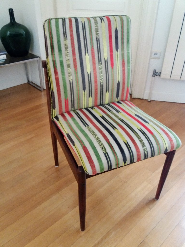 Mid-century Fristho stoelenset 6, Ophalen, Gebruikt, Bruin, Stof