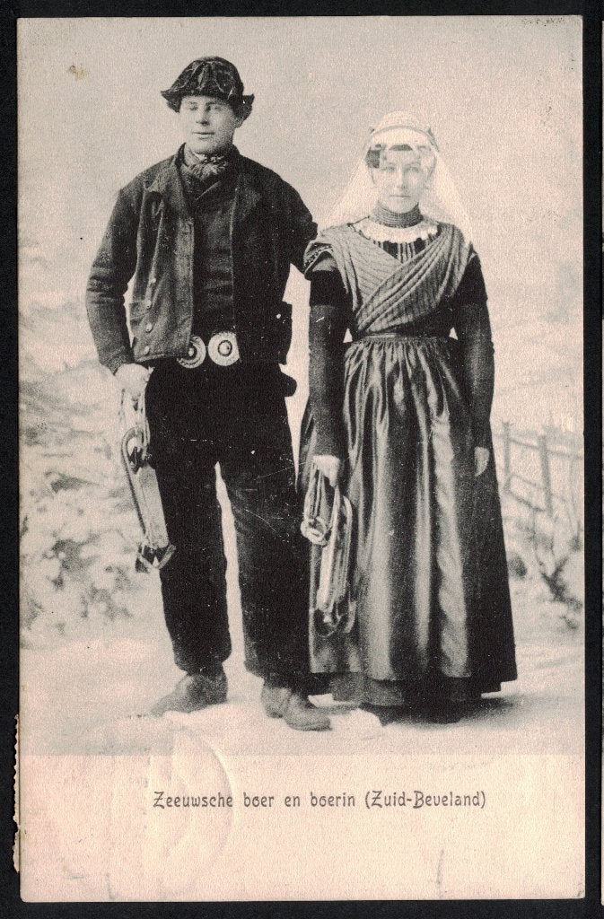 Zuid Beveland, Zeeuwsche boer en boerin. 1908., Ophalen of Verzenden, Voor 1920, Gelopen, Zeeland