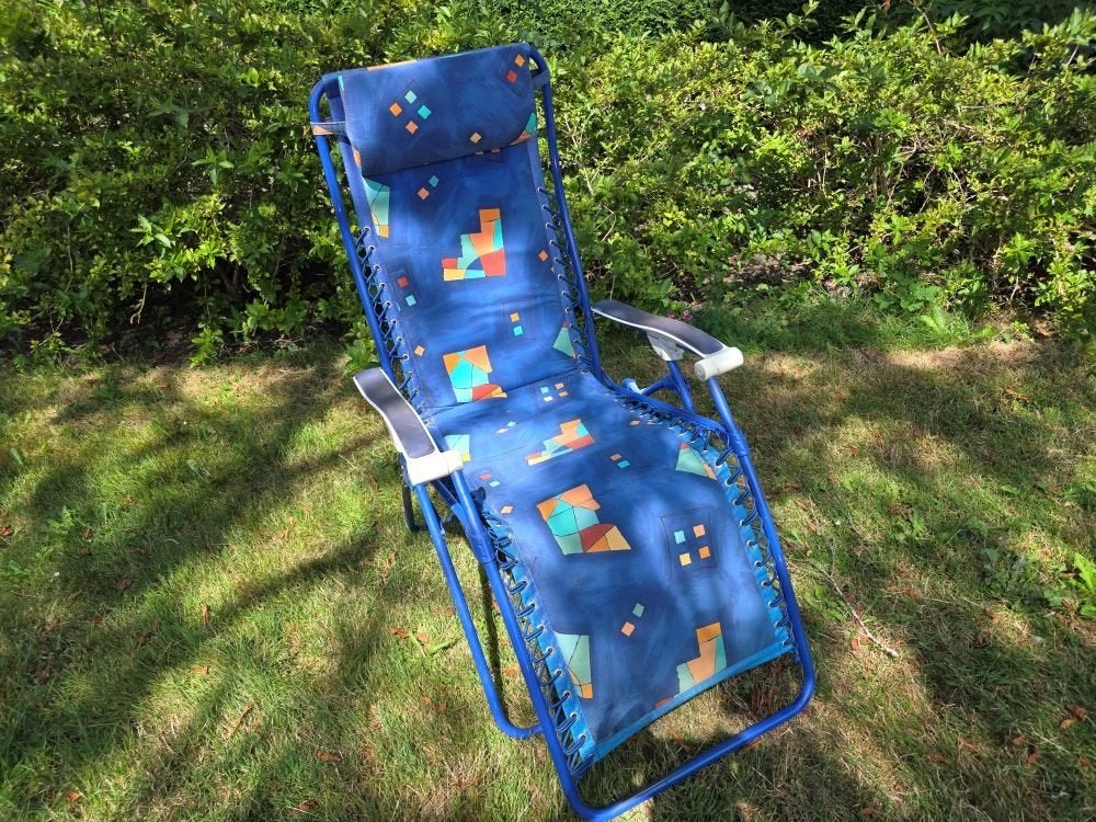 Lafuma RSX Relaxstoel, verstelbaar, inklapbaar blauw., Ophalen, Gebruikt, Metaal, Verstelbaar