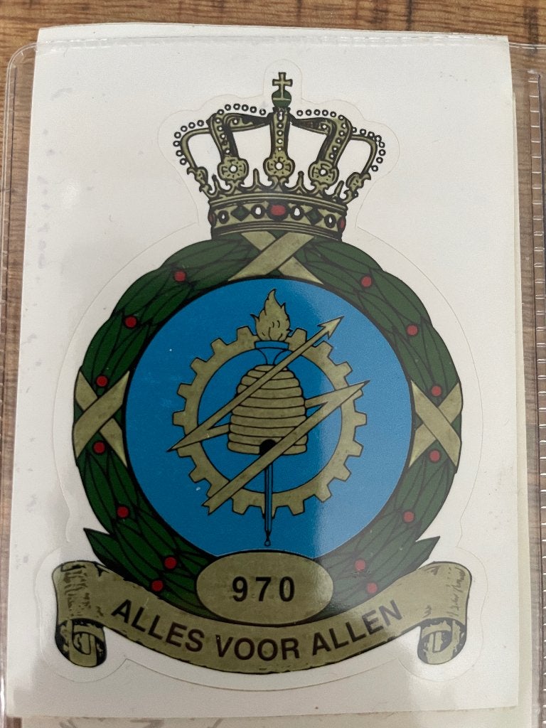 Luchtmacht sticker /stickers Squadron 970, Ophalen of Verzenden, Luchtmacht, Nederland, Embleem of Badge