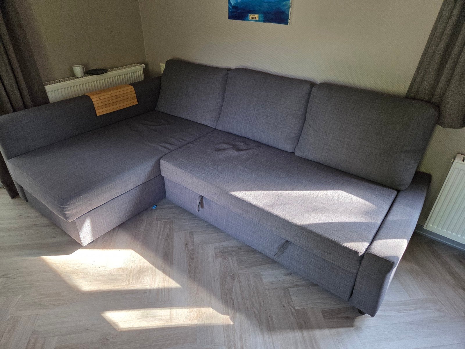Ikea Friheten slaapbank met opbergruimte - Grijs, Ophalen, Gebruikt, Grijs