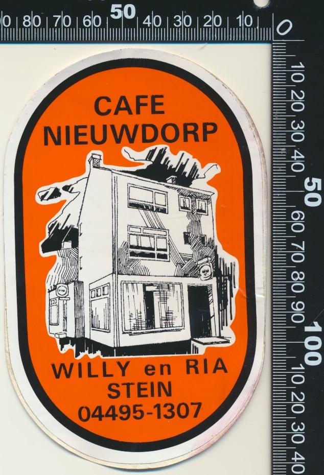 Sticker: Cafe Nieuwdorp - Stein, Verzamelen, Stickers, Zo goed als nieuw, Bedrijf of Vereniging, Ophalen of Verzenden