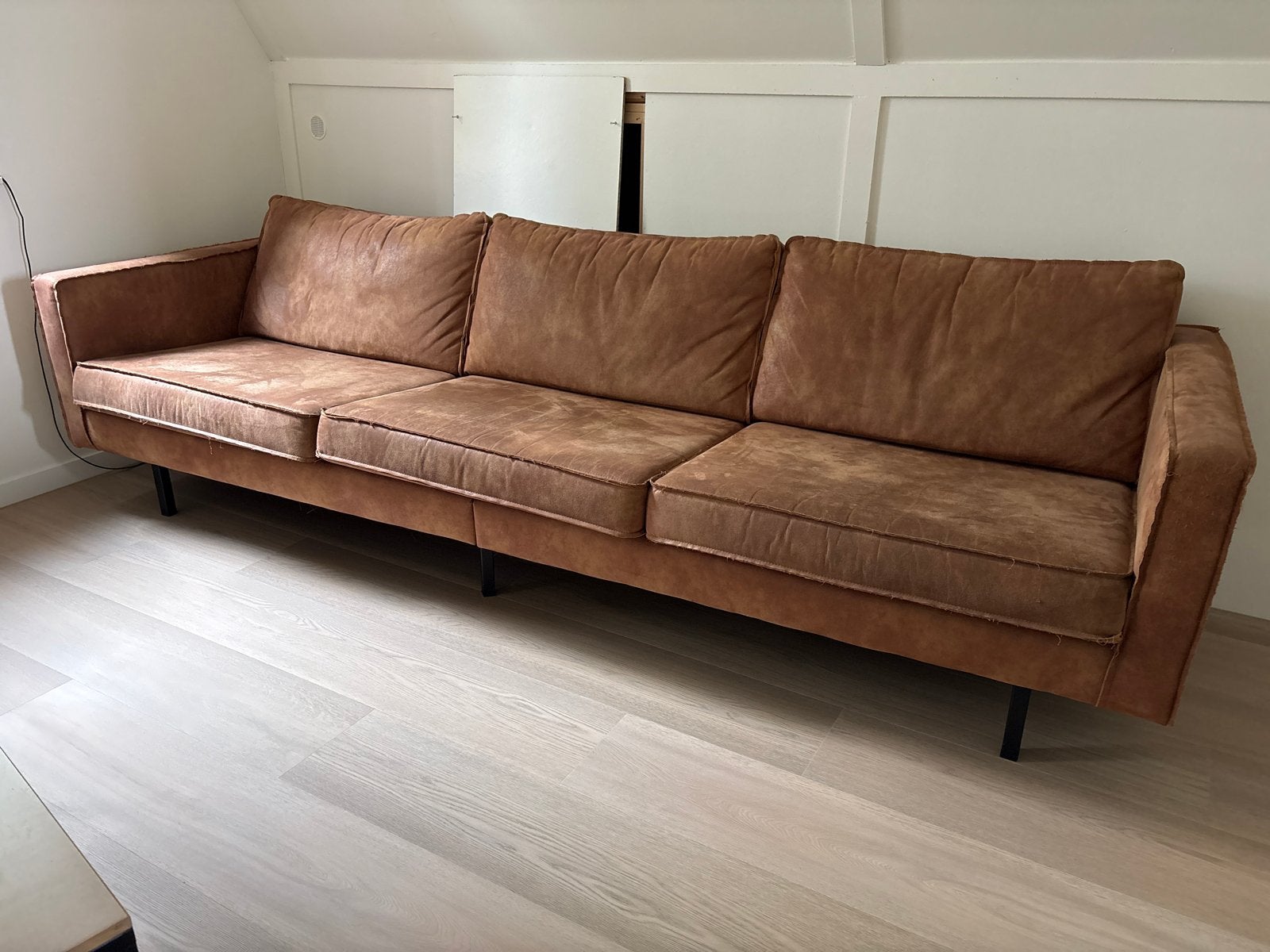 WOOOD BePure Rodeo bank cognac ecoleer - demonteerbaar, Huis en Inrichting, Banken | Bankstellen, Ophalen, Gebruikt, Driepersoons