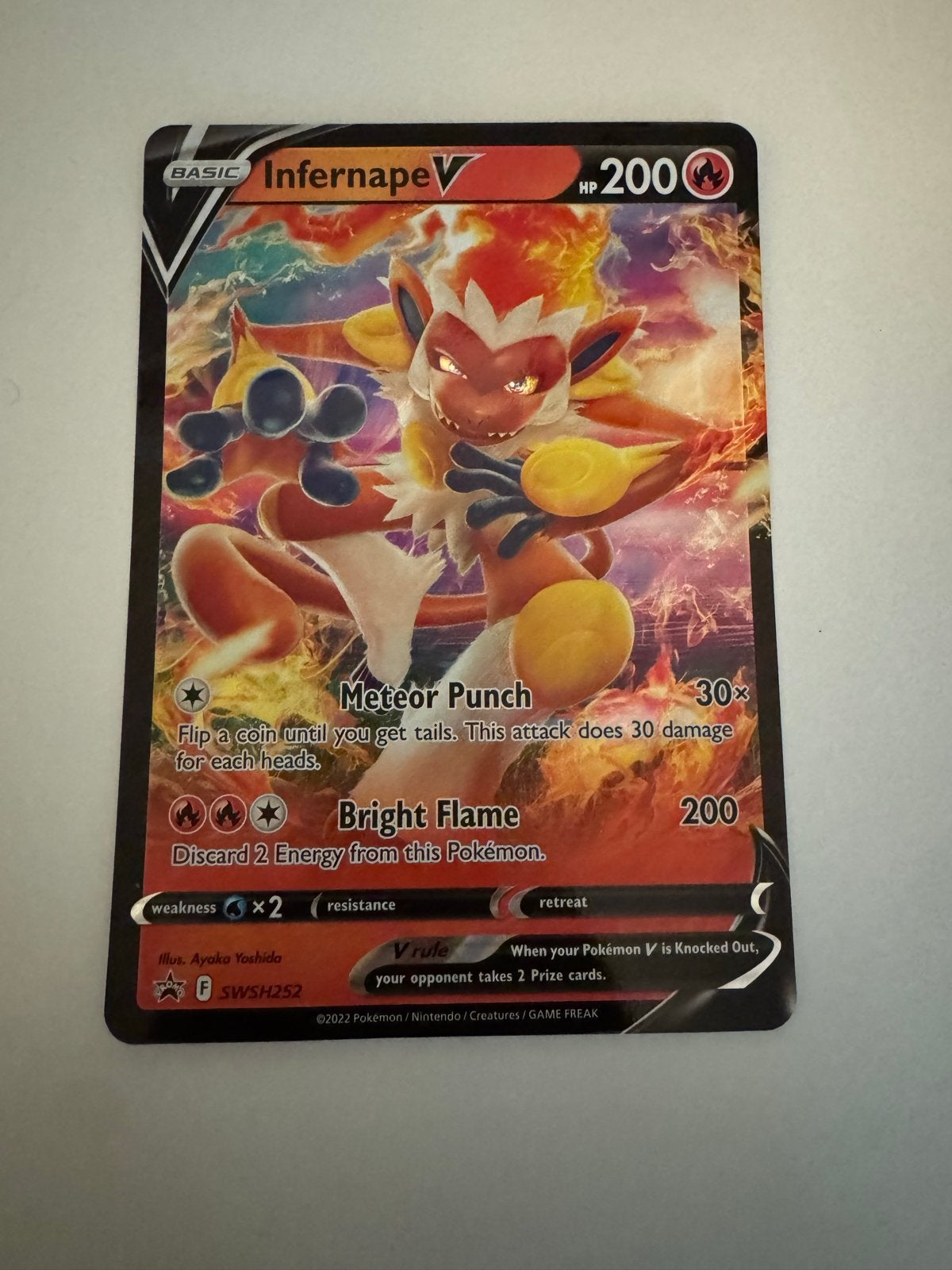 Infernape V SWSH252 jumbo Pokémon  Kaart - Zo goed als nieuw, Ophalen of Verzenden, Zo goed als nieuw, Losse kaart