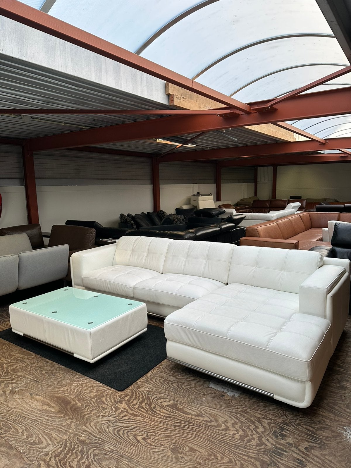 Wit leren design hoekbank bank bankstel Z.G.A.N., 2871SK, 125 cm of meer, Mariansoliak8@gmail.com, Ophalen of Verzenden