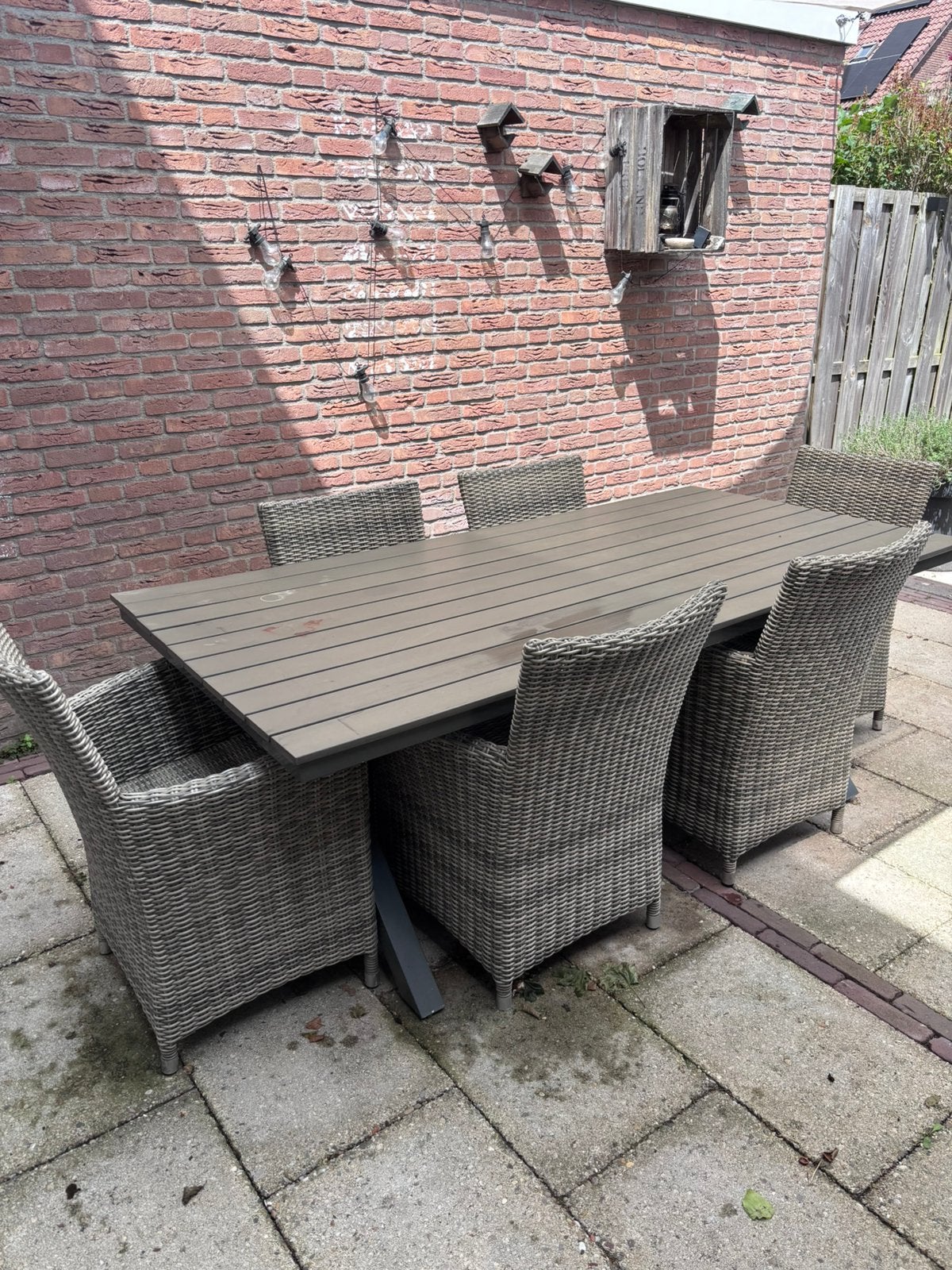 Buitentafel incl 6 stoelen, Ophalen, Zo goed als nieuw, Aluminium