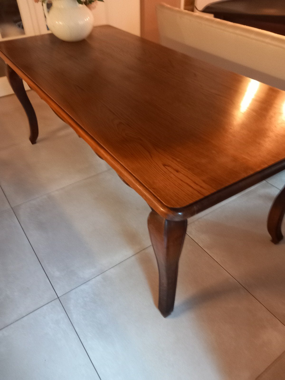 Massief eiken eettafel met Queen Ann poten - 200x90 cm, Ophalen