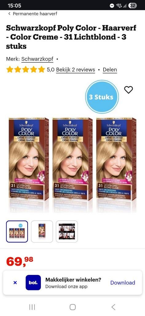 Haarverf lichtblond Schwarzkopf Poly Color, Sieraden, Tassen en Uiterlijk, Uiterlijk | Haarverzorging, Ophalen of Verzenden, Nieuw