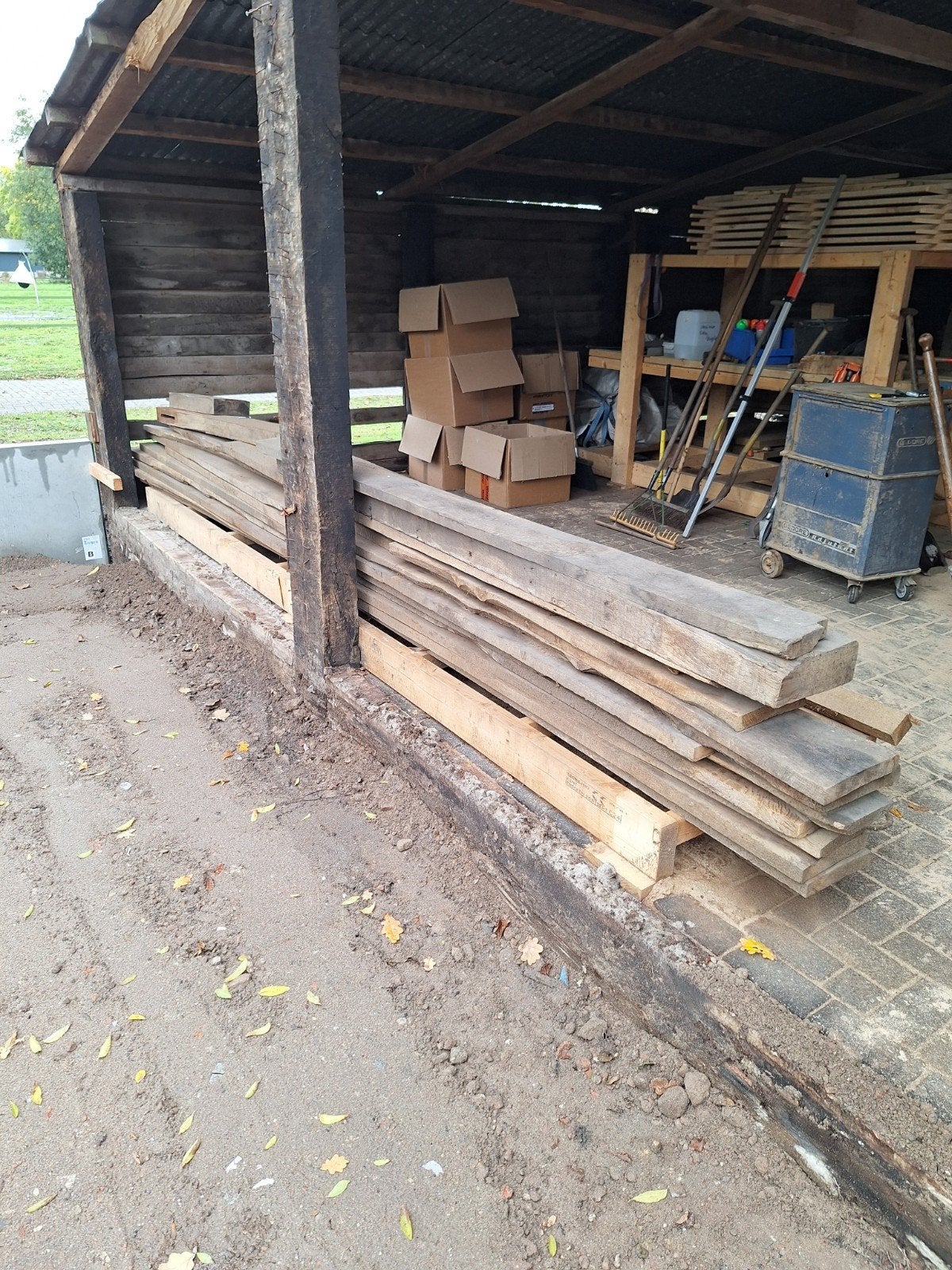 Oude eiken planken en balken - Moet weg!, Ophalen, Gebruikt, Eiken, Balk