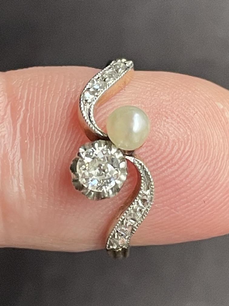 Antieke 18 karaat gouden ring met oudslijpsel diamanten, Ophalen of Verzenden, Goud, Ring