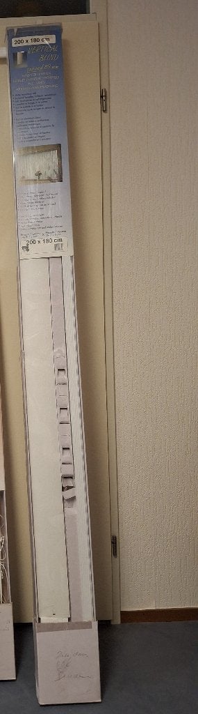 Vertikale lamellen voor schuifpui, wit stevig pvc, incl rail, Ophalen, 200 cm, Gebruikt, 180 cm