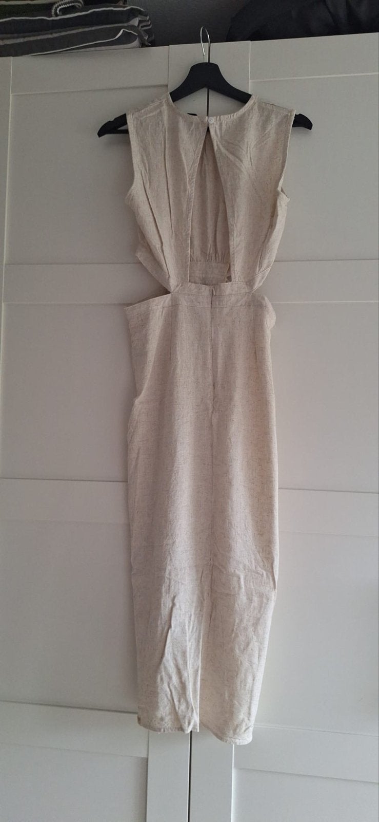 Midi jurk met cut-outs en split, Ophalen, Beige, Zo goed als nieuw, Maat 36 (S)