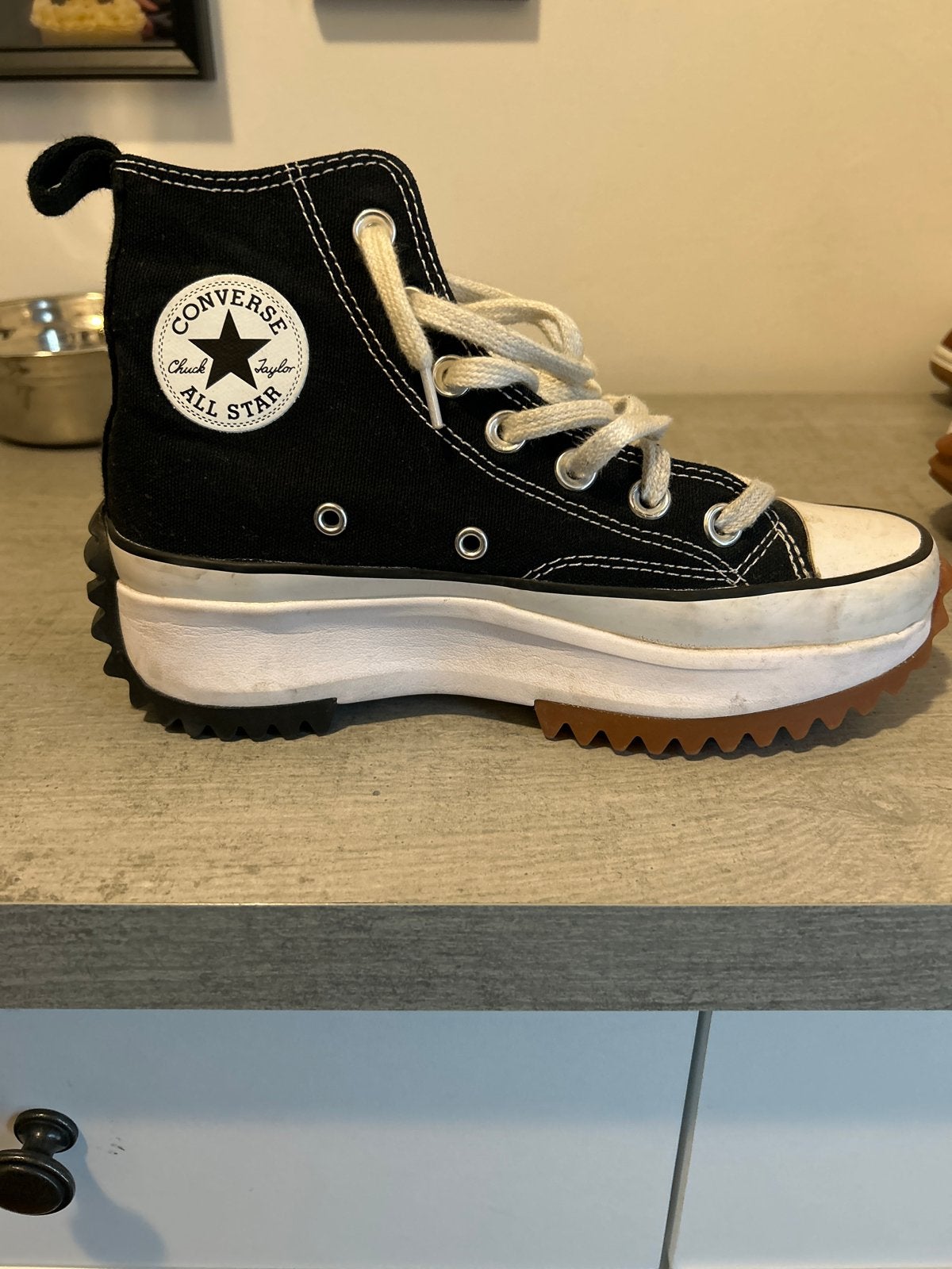 Converse Run Star Hike Hi Zwart - Maat 35.5, Ophalen of Verzenden, Zo goed als nieuw, Zwart, Sneakers of Gympen