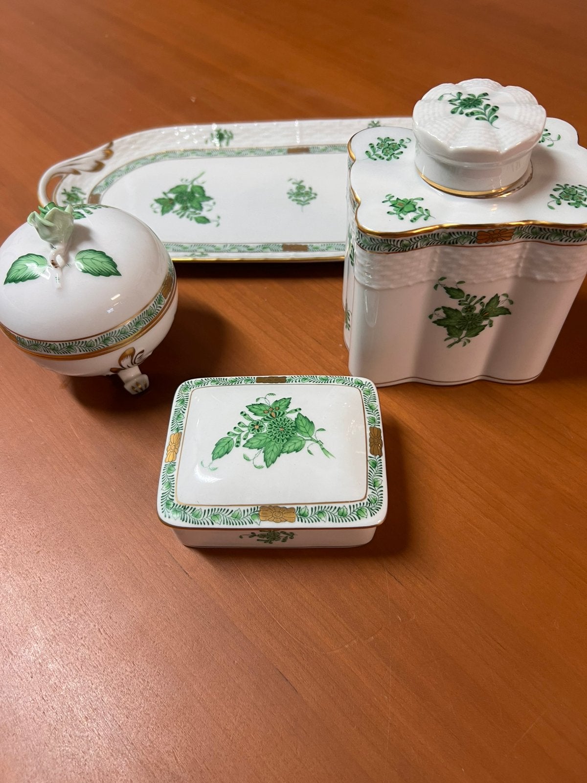 Herend Apponyi Green – 4-delige porseleinen collectie, Ophalen of Verzenden