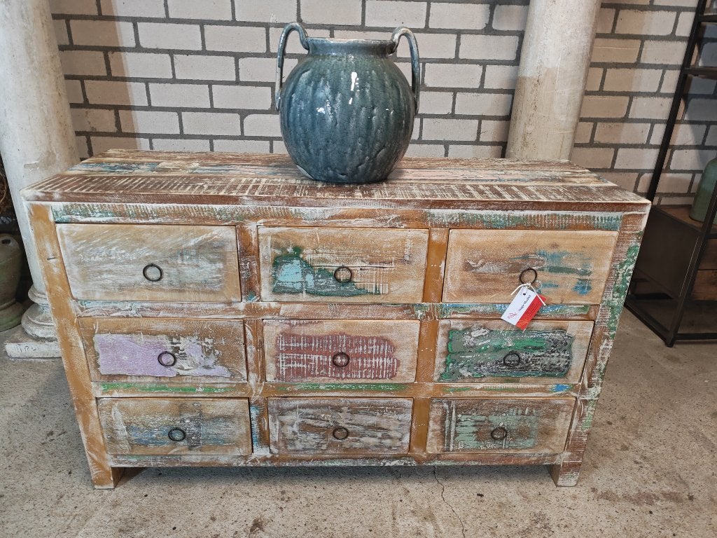 ===Teak Ladekast===, Ophalen, 100 tot 150 cm, 5 laden of meer, Teakhout