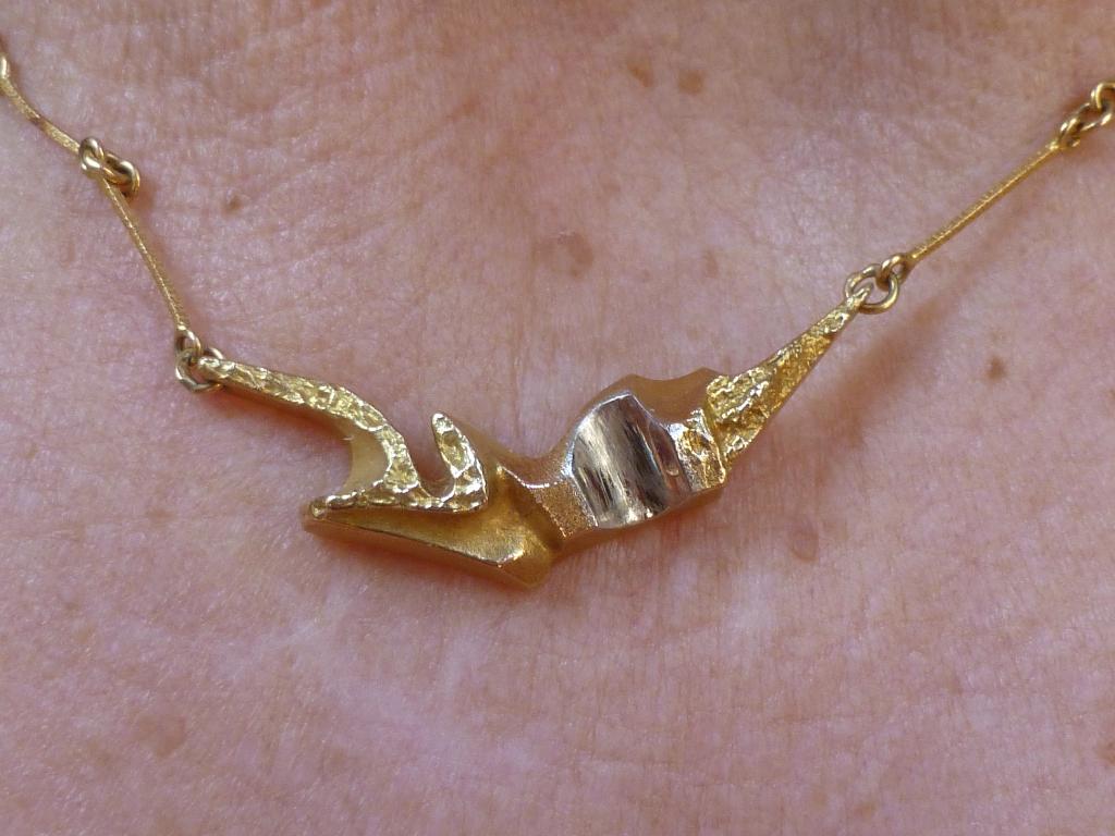 LAPPONIA Björn Weckström 14kt Goud + Platina Collier +hanger, Verzenden, Goud, Ring