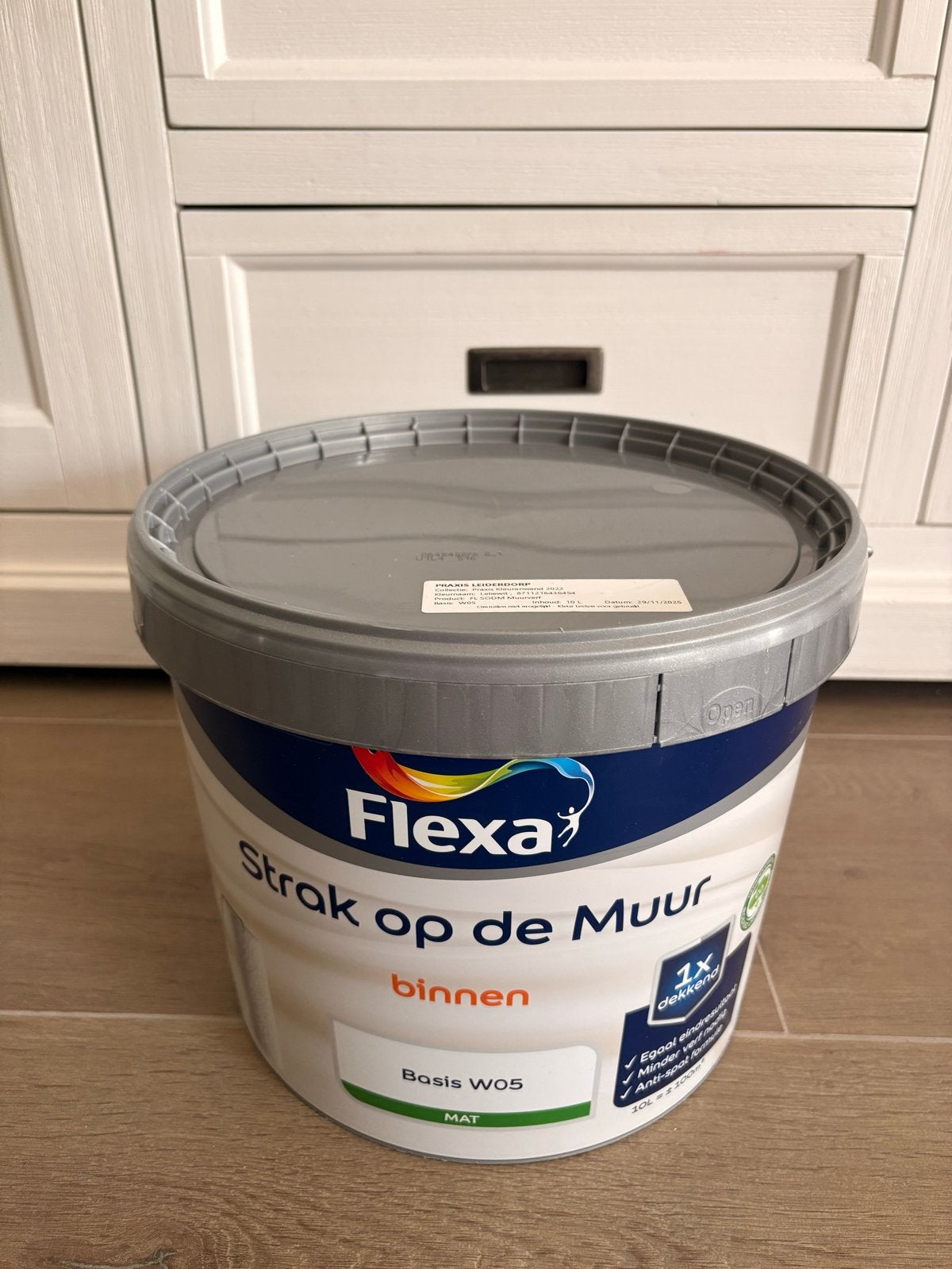 Ongeopend - Flexa Strak op de Muur - Leliewit Muurverf 10L, Ophalen, 5 tot 10 liter, Wit, Nieuw