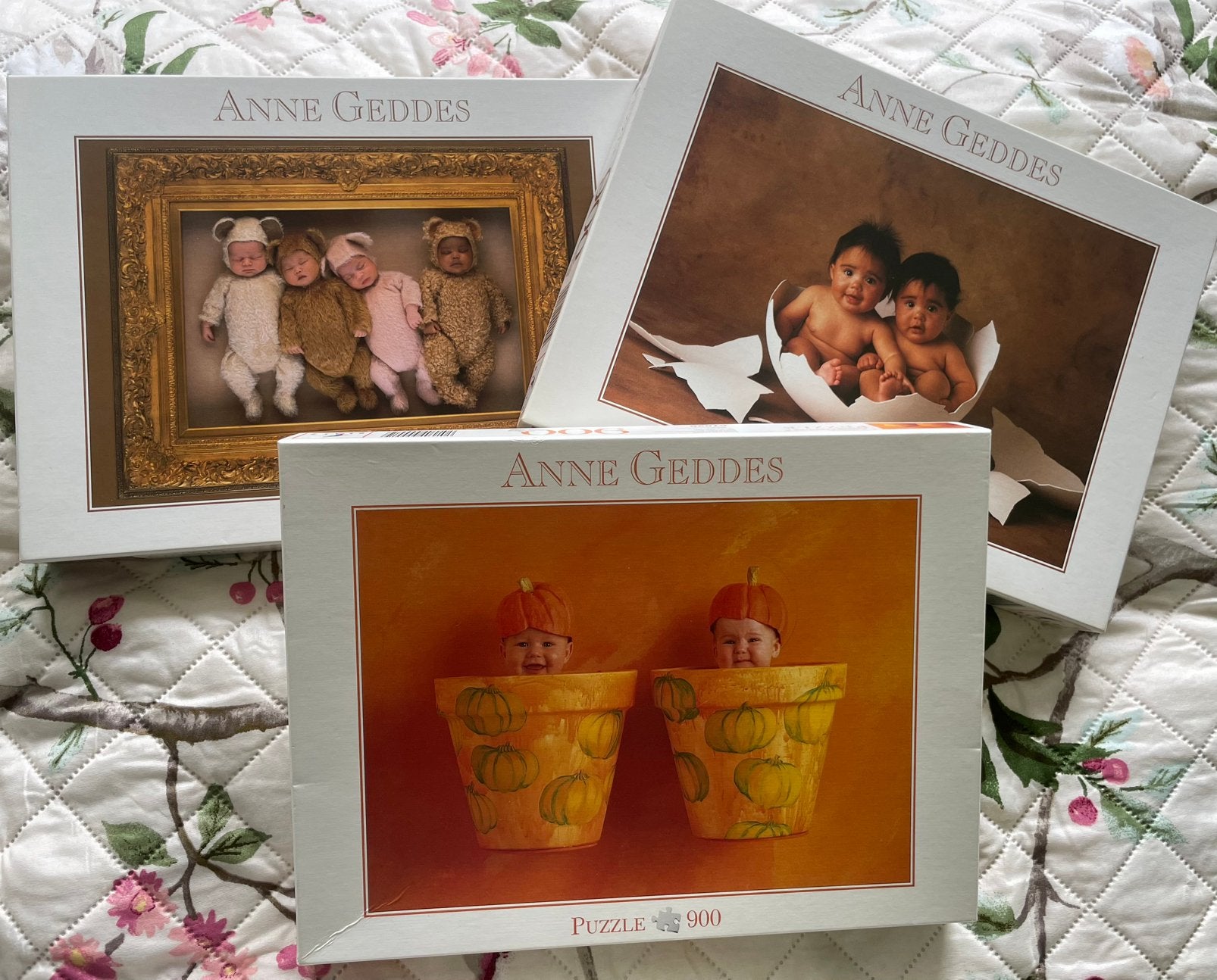 3 Anne Geddes puzzels, Ophalen of Verzenden, 500 t/m 1500 stukjes, Zo goed als nieuw