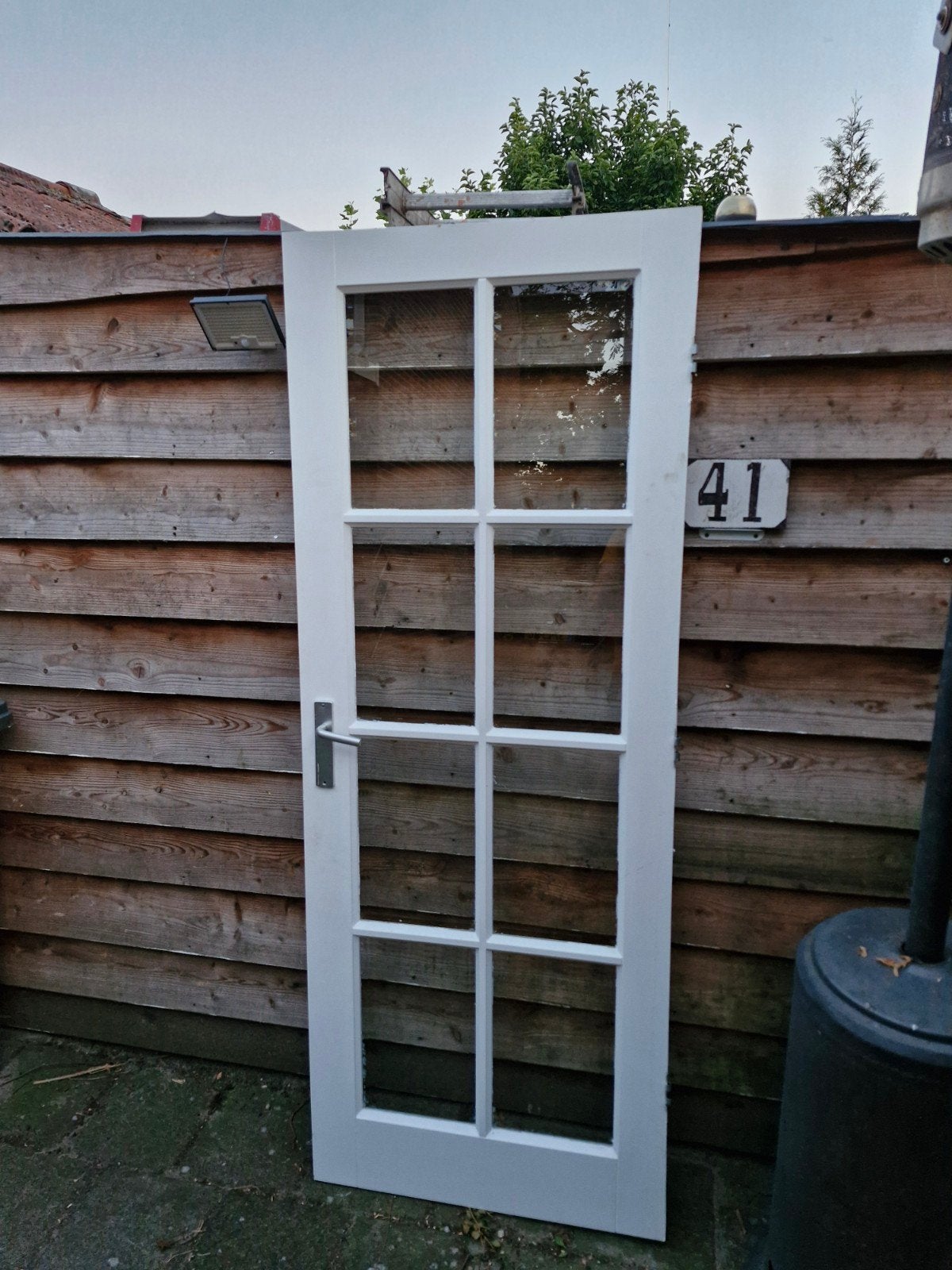 Binnendeur massief hout met geslepen glas 2003x765mm, Ophalen, Minder dan 80 cm, Binnendeur, Zo goed als nieuw